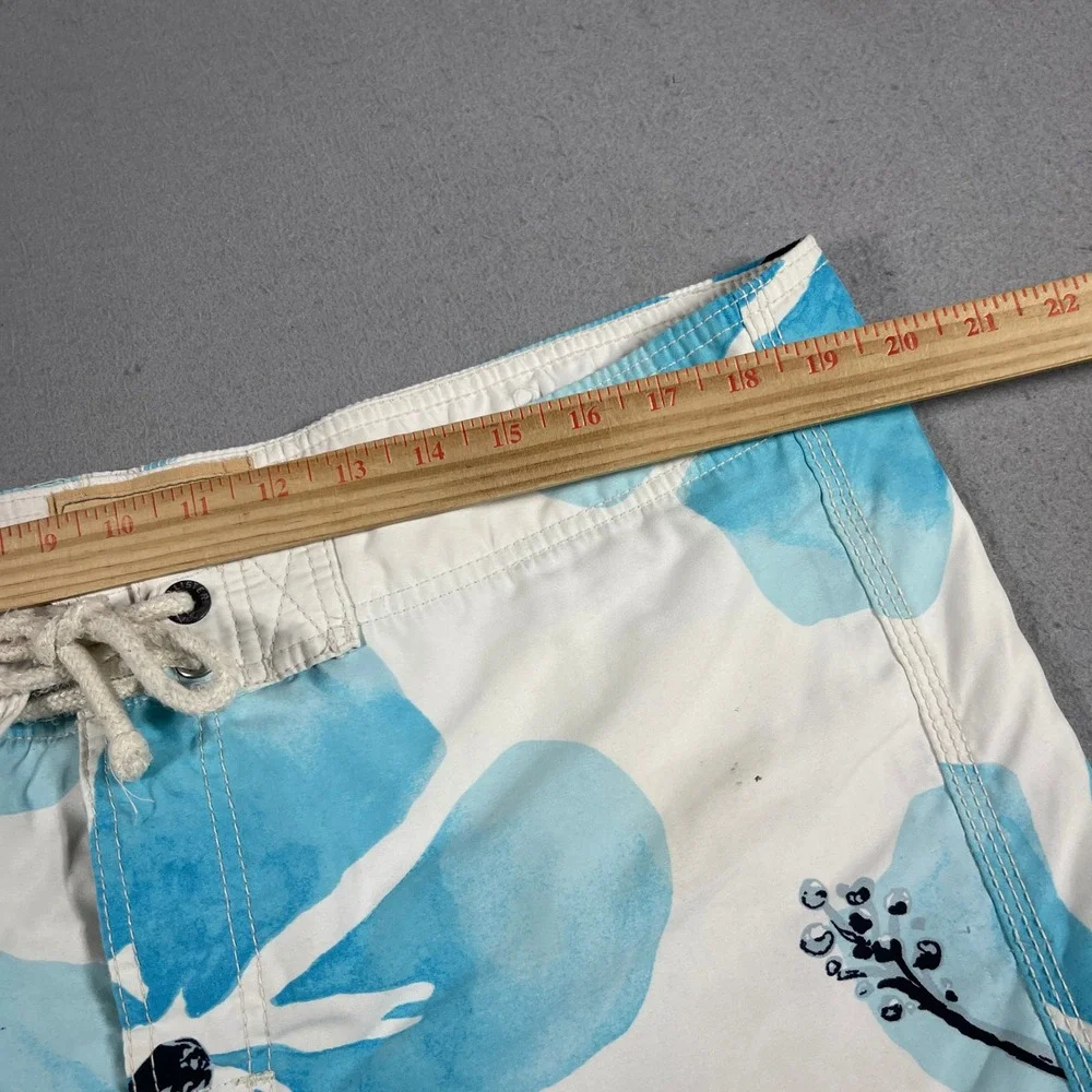 VTG Hollister Swim‎ Trunks Men XL Blue Floral Hawaiian Board Shorts Pockets Y2K